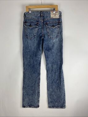 True Religion Ricky Flap Super T Jeans Blue Relaxed Straight Men’s Size 33